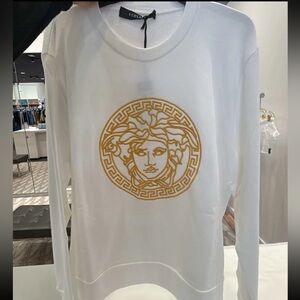 Versace White Sweater with Gold Medusa Design